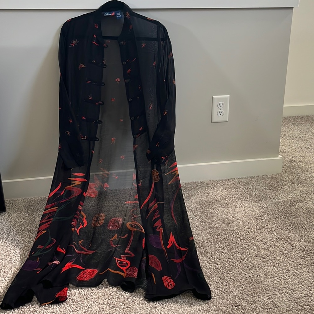 NWT! RARE Phool Sheer Multi Black Kimono / Tunic. Size Small